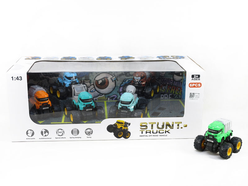 Friction Stunt Sanitation Truck(6in1) toys