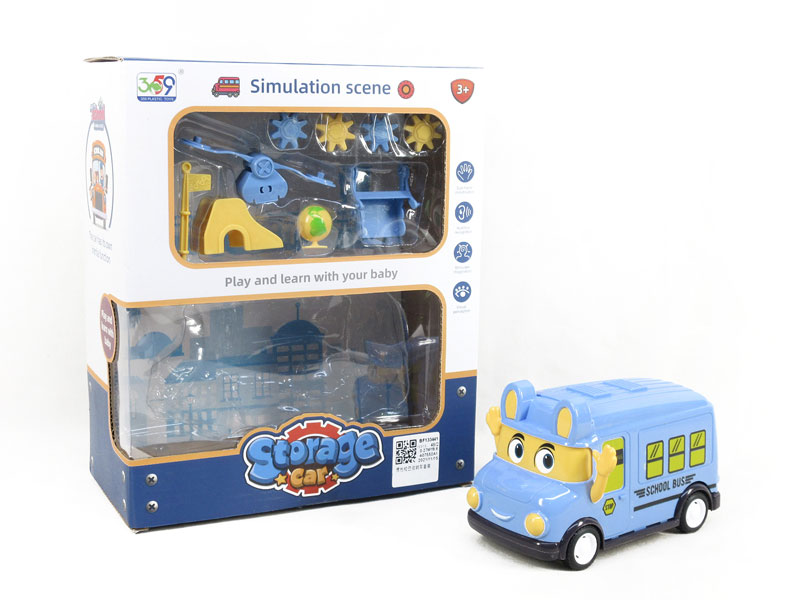 Friction School Bus Storage Vehicle Set toys