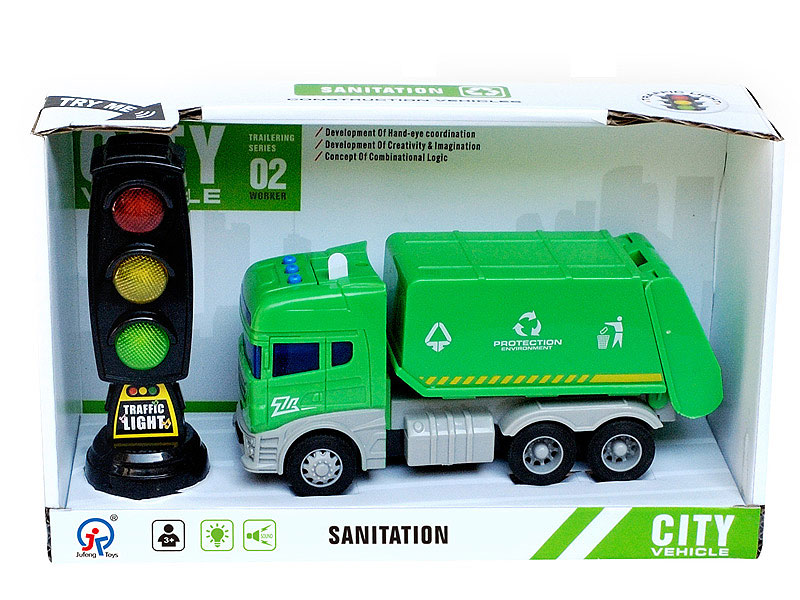 Friction Sanitation Truck W/L_S & Traffic Lights W/L_S toys