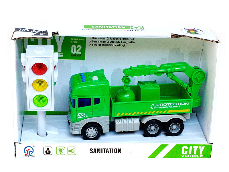 Friction Sanitation Truck W/L_S & Traffic Lights W/L toys