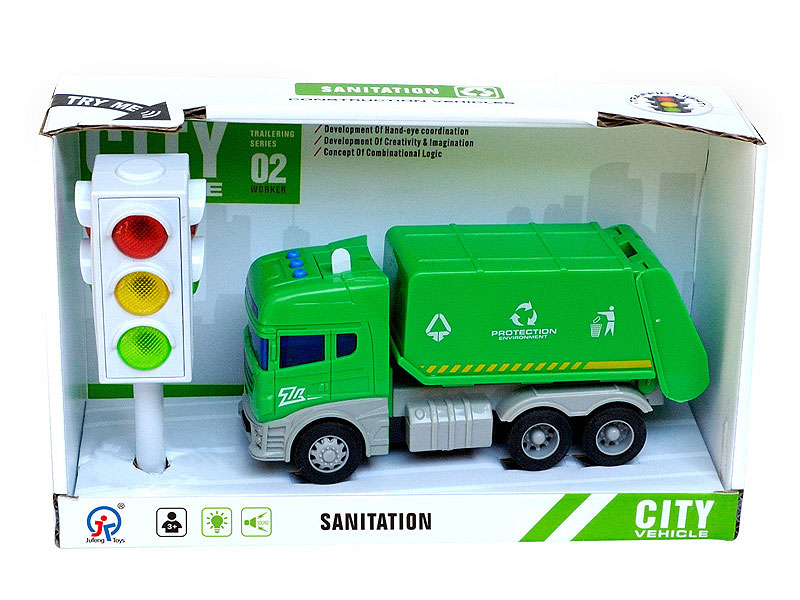 Friction Sanitation Truck W/L_S & Traffic Lights toys