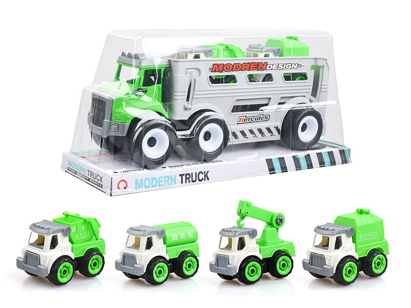 Friction Sanitation Truck Tow Free Wheel Sanitation Truck toys