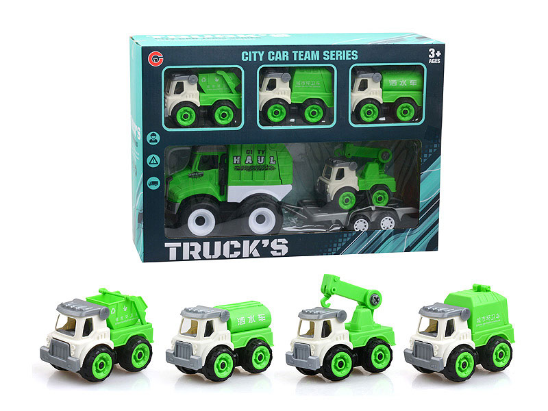 Friction Sanitation Truck Tow Free Wheel Car toys