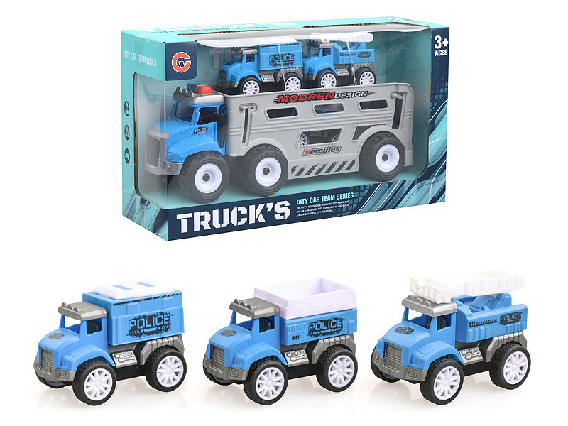 Friction Truck Tow Pull Back Police Car toys