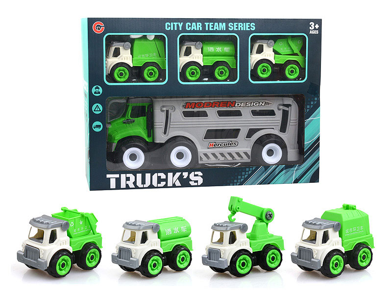 Friction Sanitation Truck & Free Wheel Sanitation Truck toys