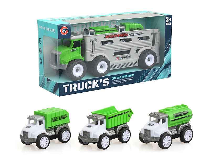 Friction Sanitation Truck Tow Pull Back Car toys