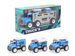 Friction Police Truck Tow Pull Back Car