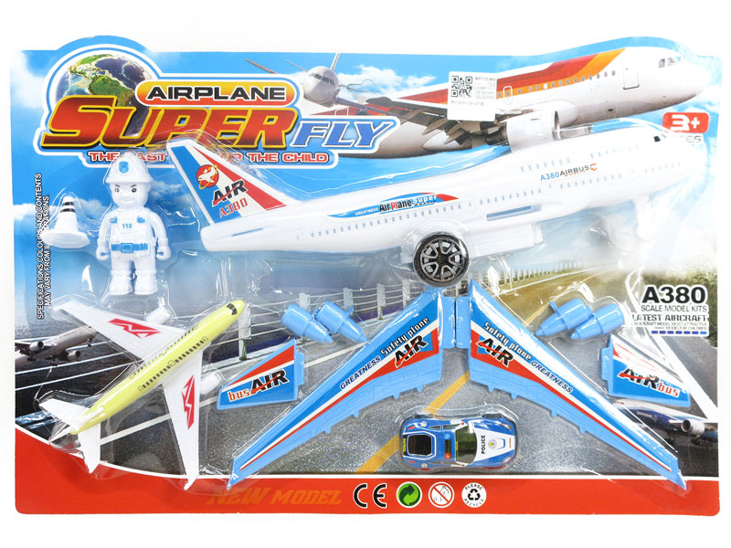 Friction Airplane & Pull Back Airplane & Die Cast Police Car Pull Back toys