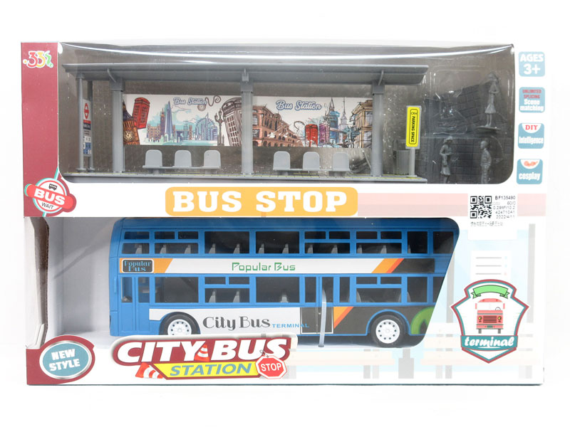 Friction Bus & Scene Bus Stop toys