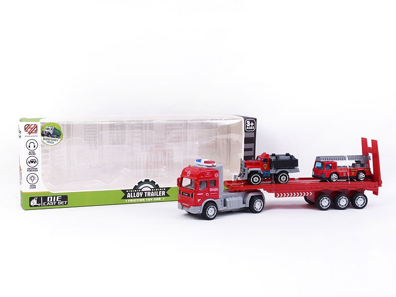 Die Cast Fire Trailer Friction W/L_S toys