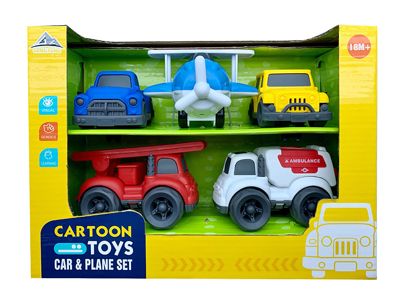 Friction Car & Free Wheel Car & Friction Plane(5in1) toys