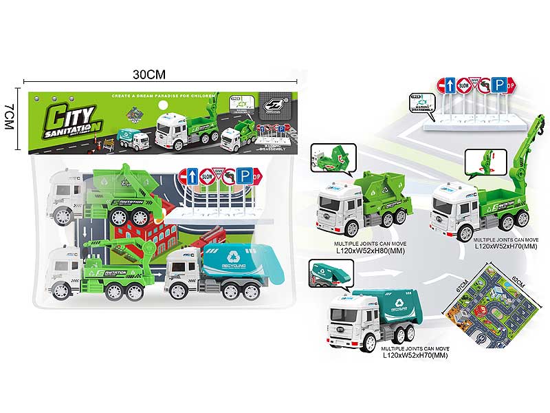 Friction Sanitation Truck Set toys