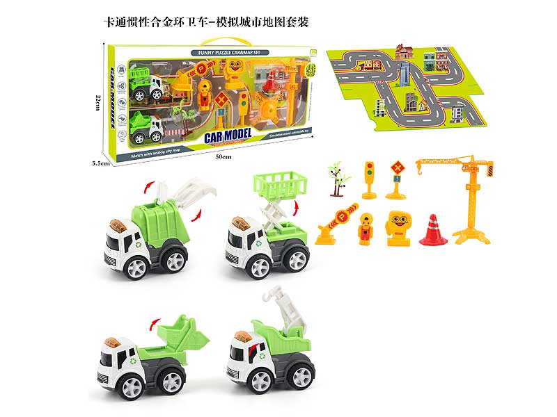 Die Cast Sanitation Set Truck Friction(2in1) toys