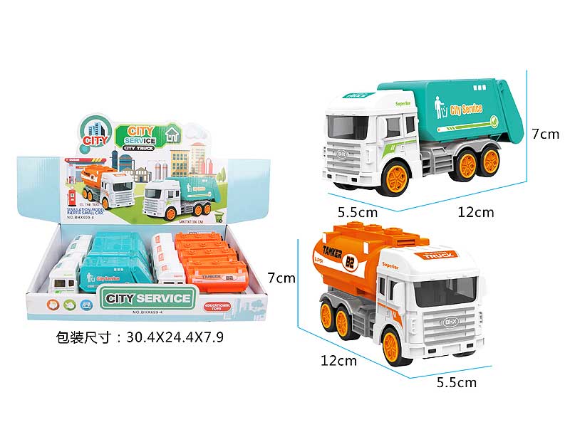 Friction Sanitation Truck  & Tuel Tank Car(8in1) toys