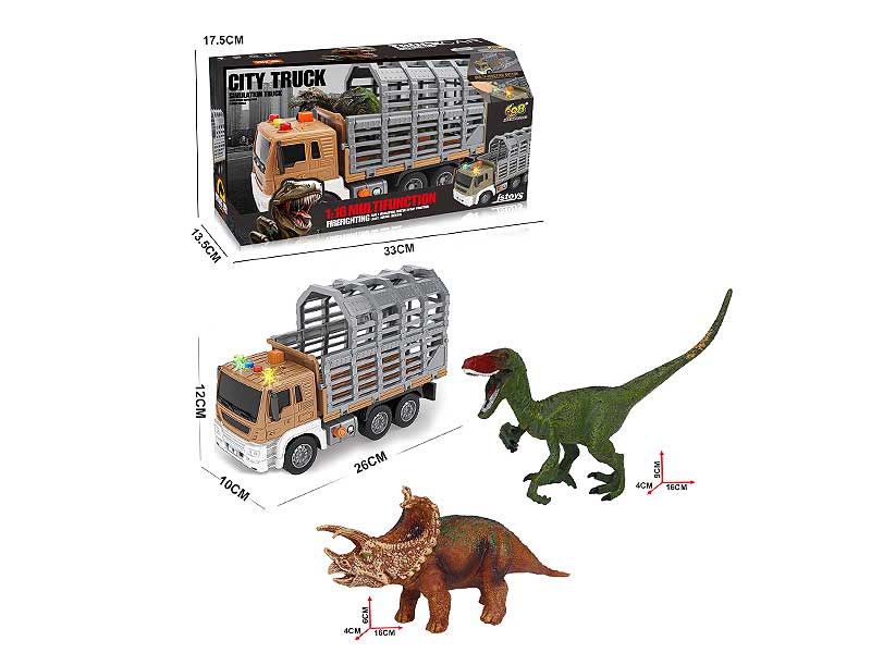 1:16 Friction Dinosaur Transport Vehicle W/L_M toys