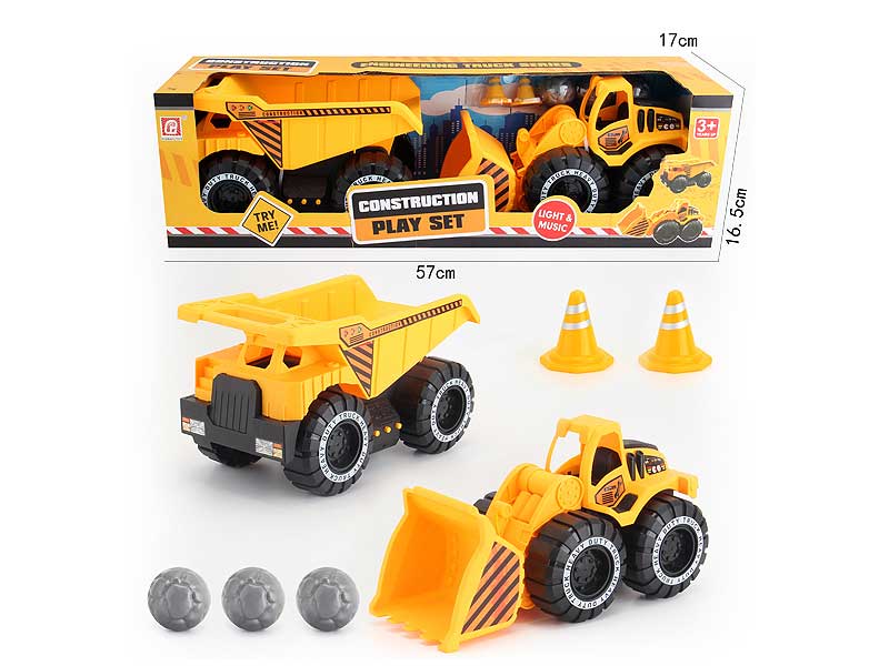 Friction Construction Truck & Free Wheel Car W/L_M toys