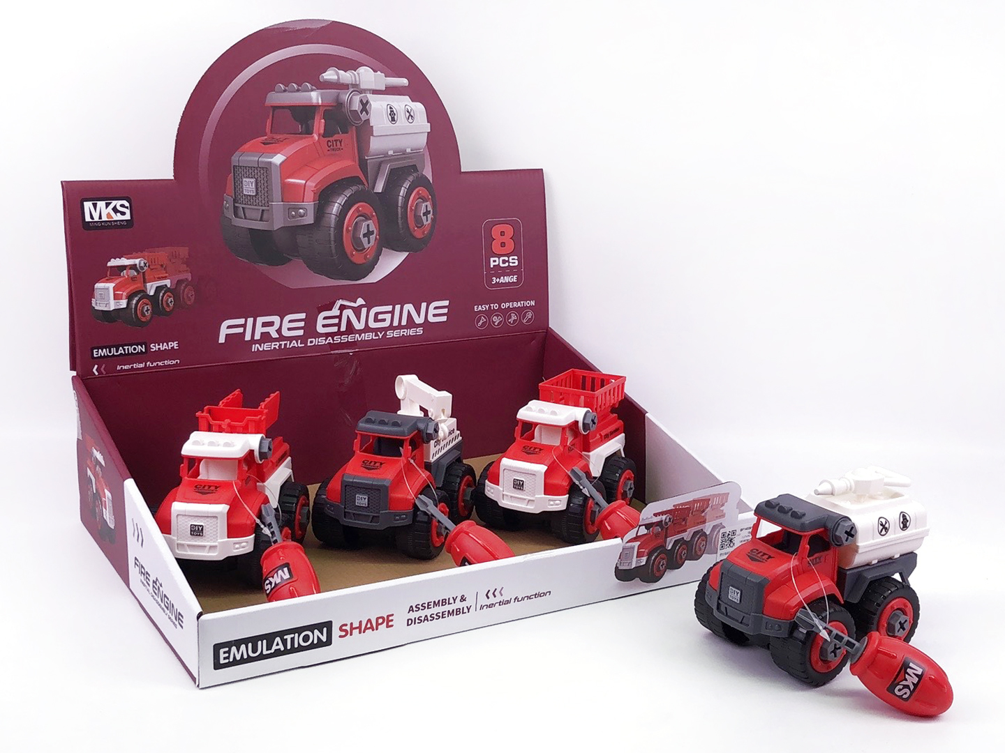 Friction Diy Fire Engine(8in1) toys