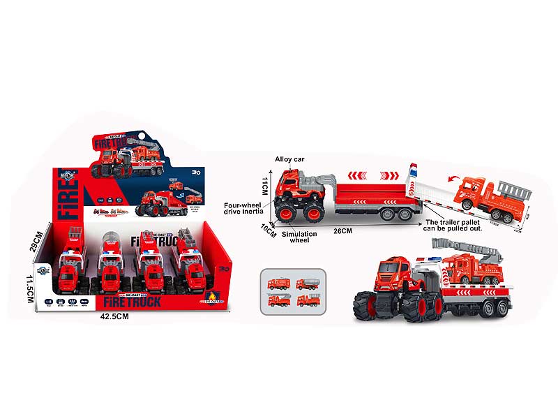 Die Cast Rescue Trailer Friction(4in1) toys