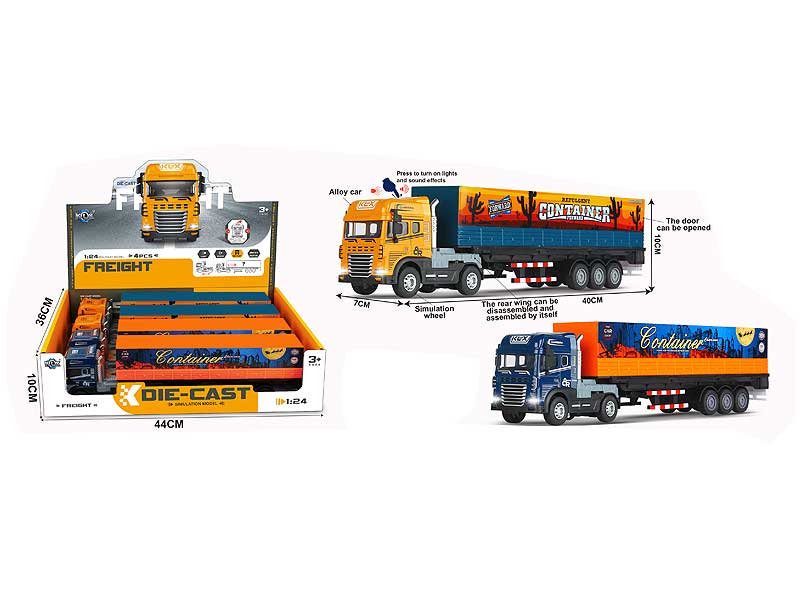 Die Cast Container Truck Friction W/L_S(4in1) toys