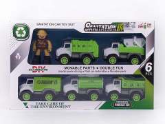 Friction Sanitation Truck Set(5in1) toys