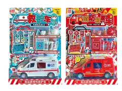 Friction Fire Engine Set & Friction Rescue Car Set(2S)