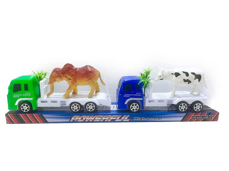 Friction Truck Tow Elephant and Cow (2in1) toys