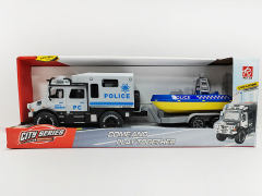 Friction Police Car Tow Speedboat W/L_S toys