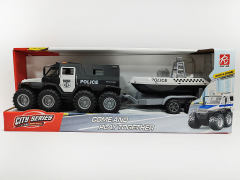 Friction Police Car Tow Speedboat W/L_S toys