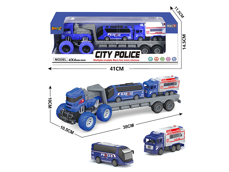Friction Truck Tow Pull Back Police Car toys