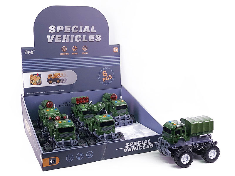 Friction Military Car W/L_S(6in1) toys