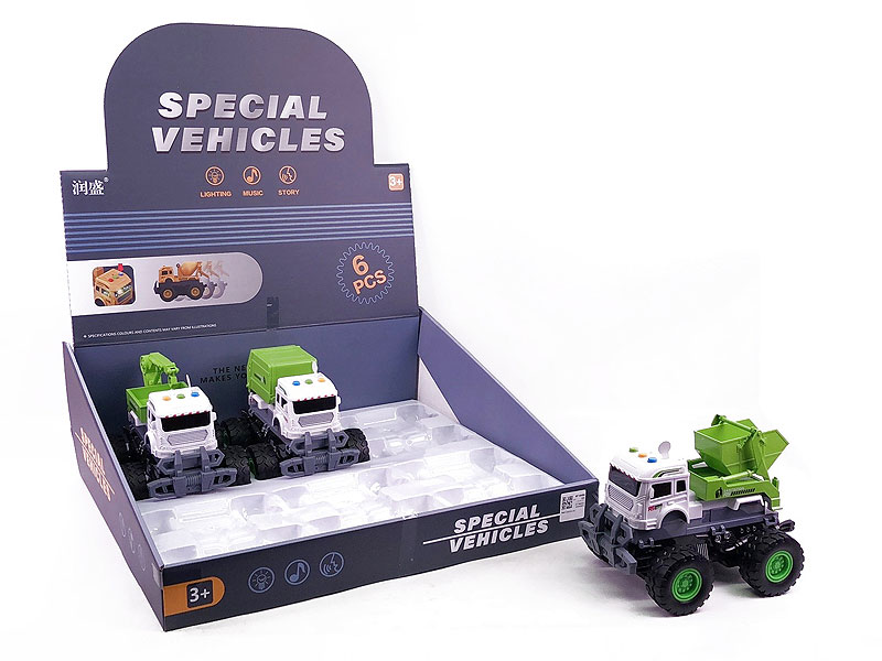 Friction Sanitation Truck W/L_S(6in1) toys