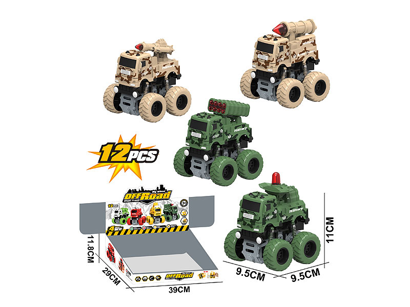 Friction Stunt Military Car(12in1) toys