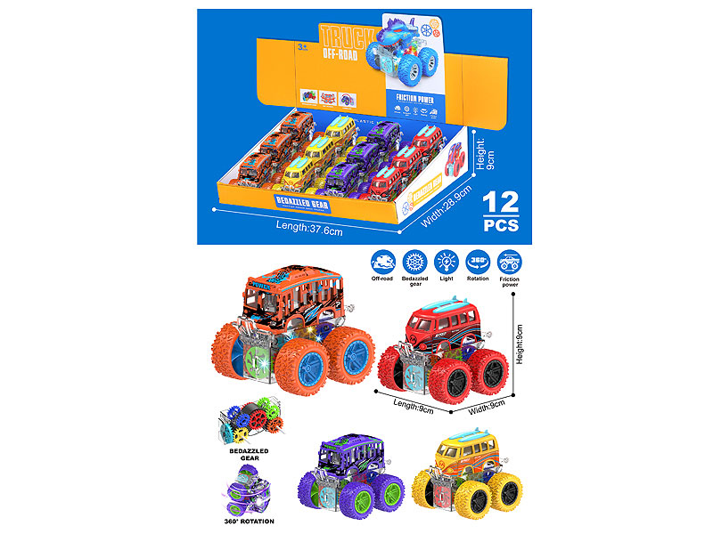 Friction Stunt Bus W/L(12in1) toys