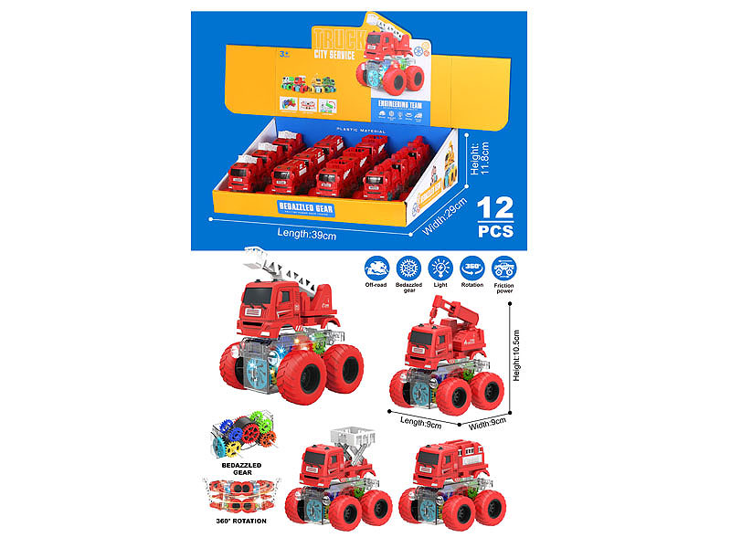 Friction Stunt Fire Engine W/L(12in1) toys