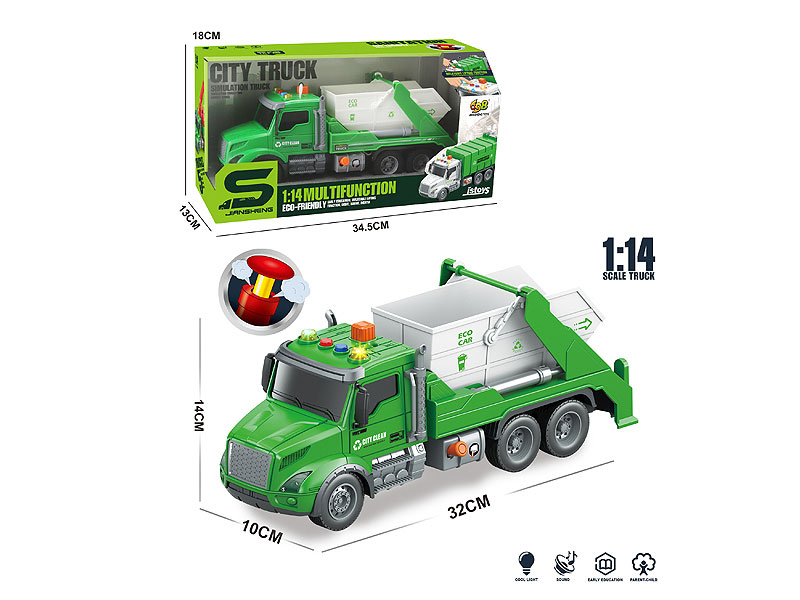 1:14 Friction Sanitation Truck W/L_S toys