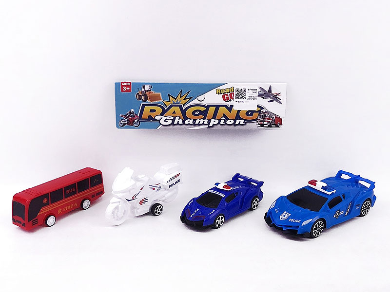 Friction Police Car & Pull Back Motorcycle & Police Car &Bus toys