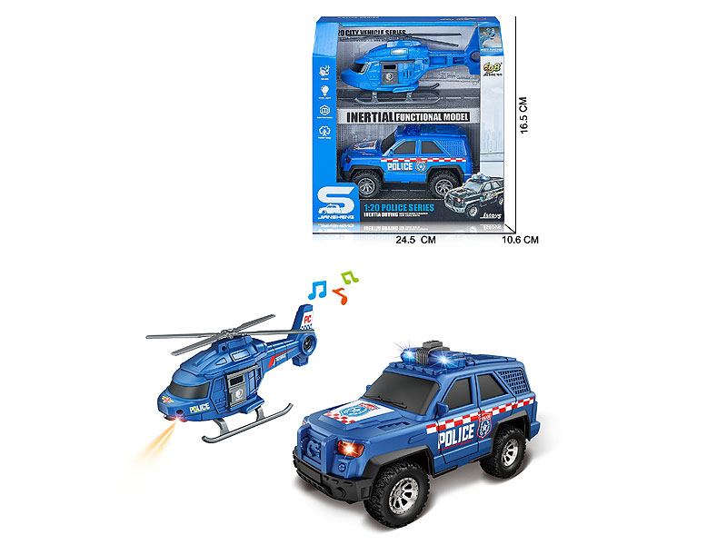 1:20 Friction Police Car W/L_M & Free Wheel Airplane(2in1) toys