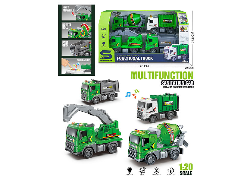 1:20 Friction Sanitation Truck W/L_M(4in1) toys