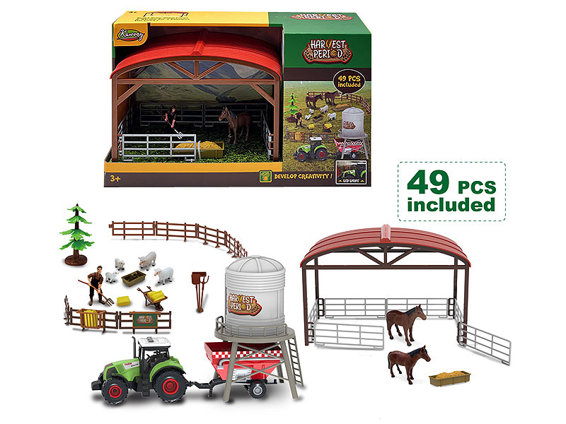 Friction Farmer Tractor Set W/L_S toys