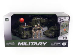 1:20 Friction Military Car Set W/L_S(3in1)