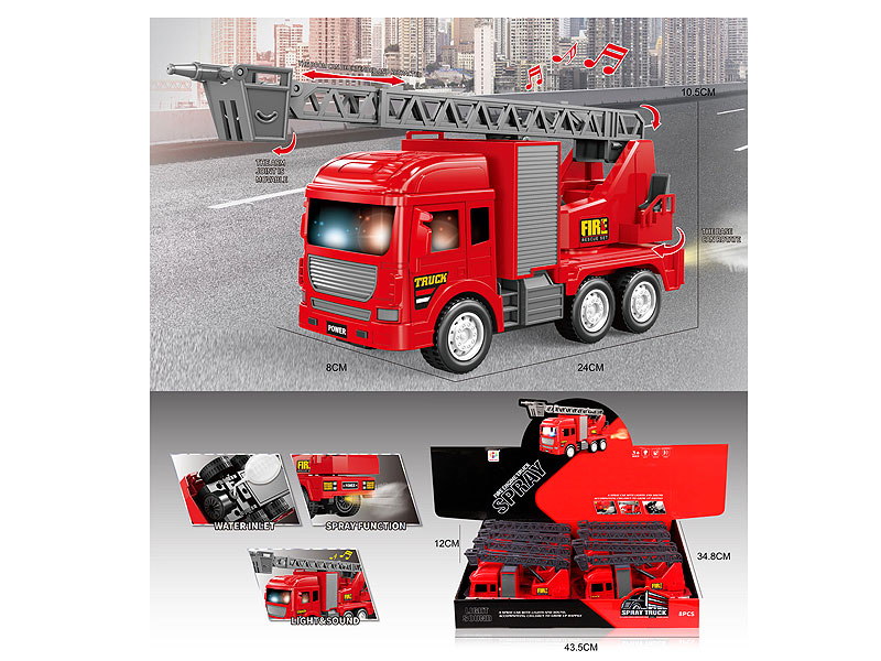 Friction Spray Fire Engine W/L_S(8in1) toys