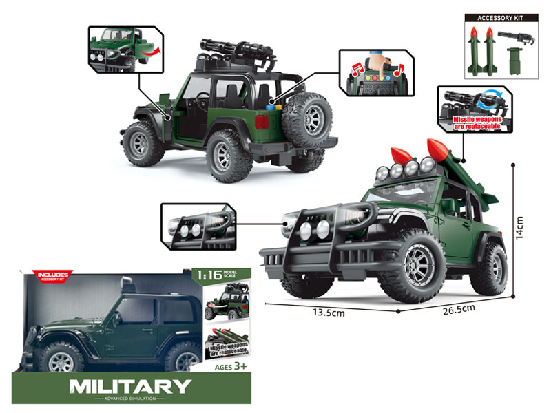 1:16 Friction Military Car W/L_S toys