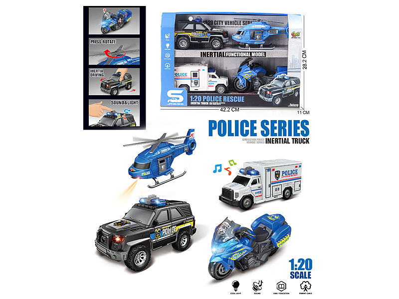 1:20 Friction Police Car W/L_M & Free Wheel Airplane W/L_M toys