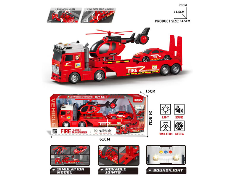 Friction Fire Flatbed Transporter W/L_M toys