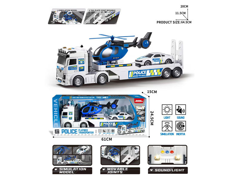 Friction Police Flatbed Transporter W/L_M toys