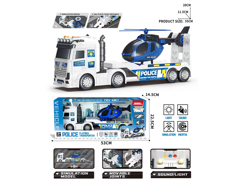 Friction Police Flatbed Transporter W/L_M toys