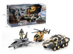 Friction Military Car Set W/L_S toys