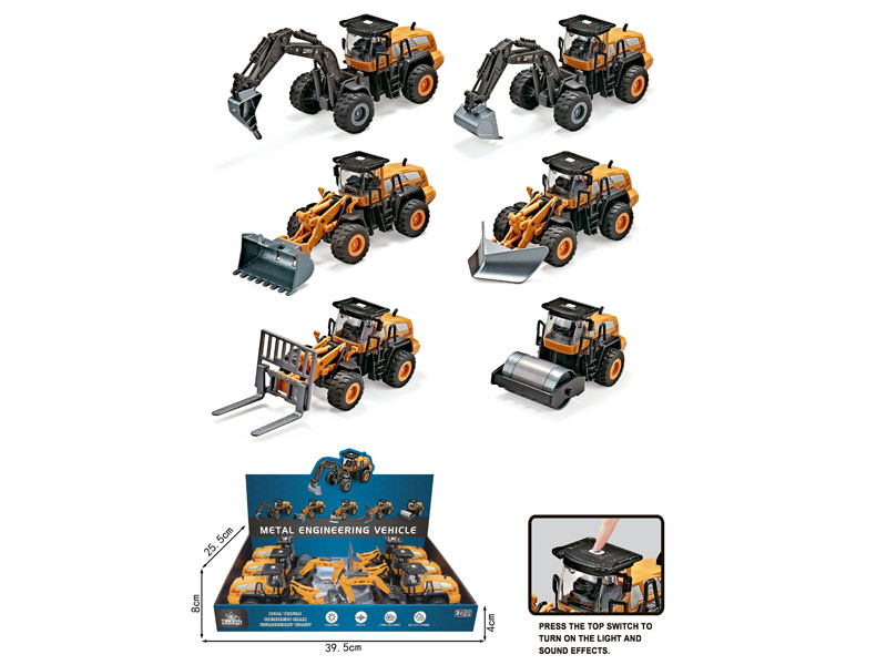 Die Cast Construction Truck Friction W/L_M(6in1) toys