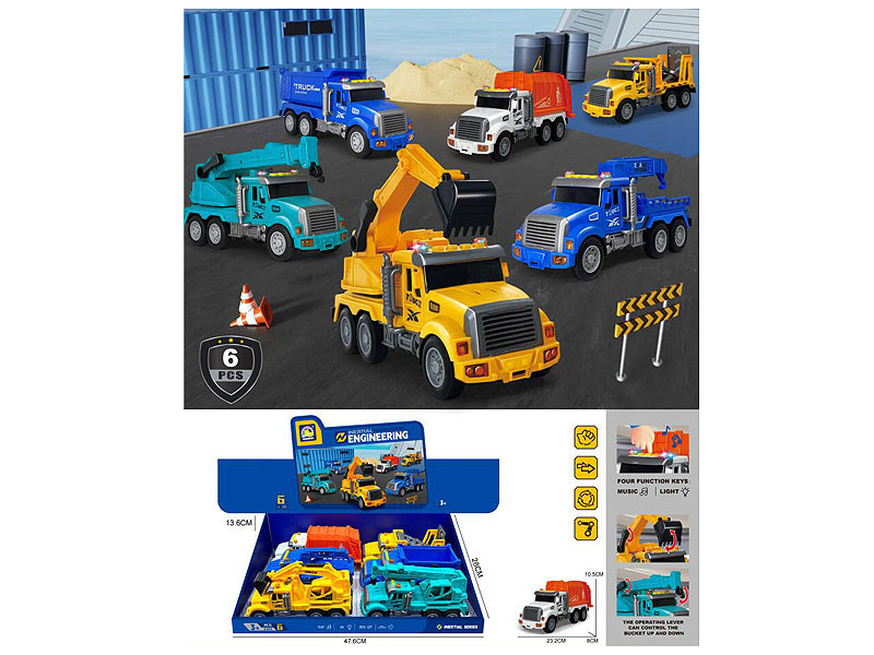 Friction Construction Truck W/L_S(6in1) toys