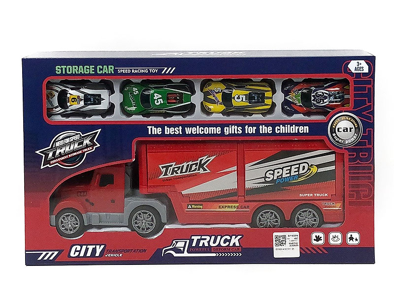 Friction Container Truck & Pull Back Car(2C) toys